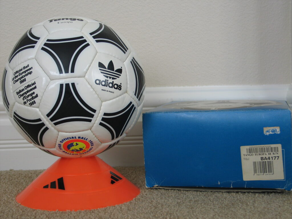 1988 Tango Europa Euro Ball and box 1988 Official Ball of the European Championships - Tango Europa