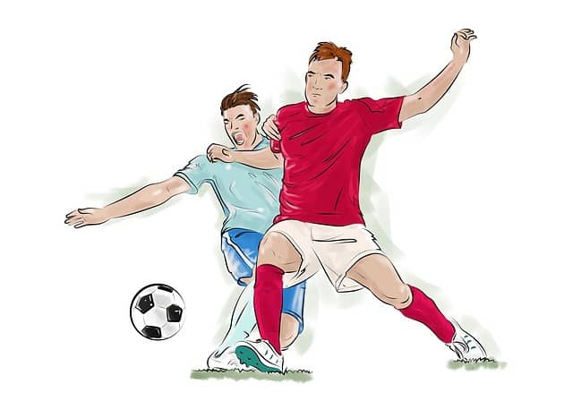 2 players tackling Soccer ball drawings 1