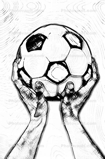 hand holding ball Soccer ball drawings 